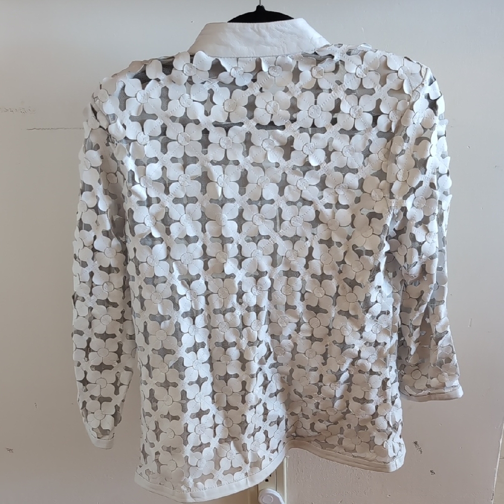 White Sheer Patterned Jacket - Picture 2 of 2